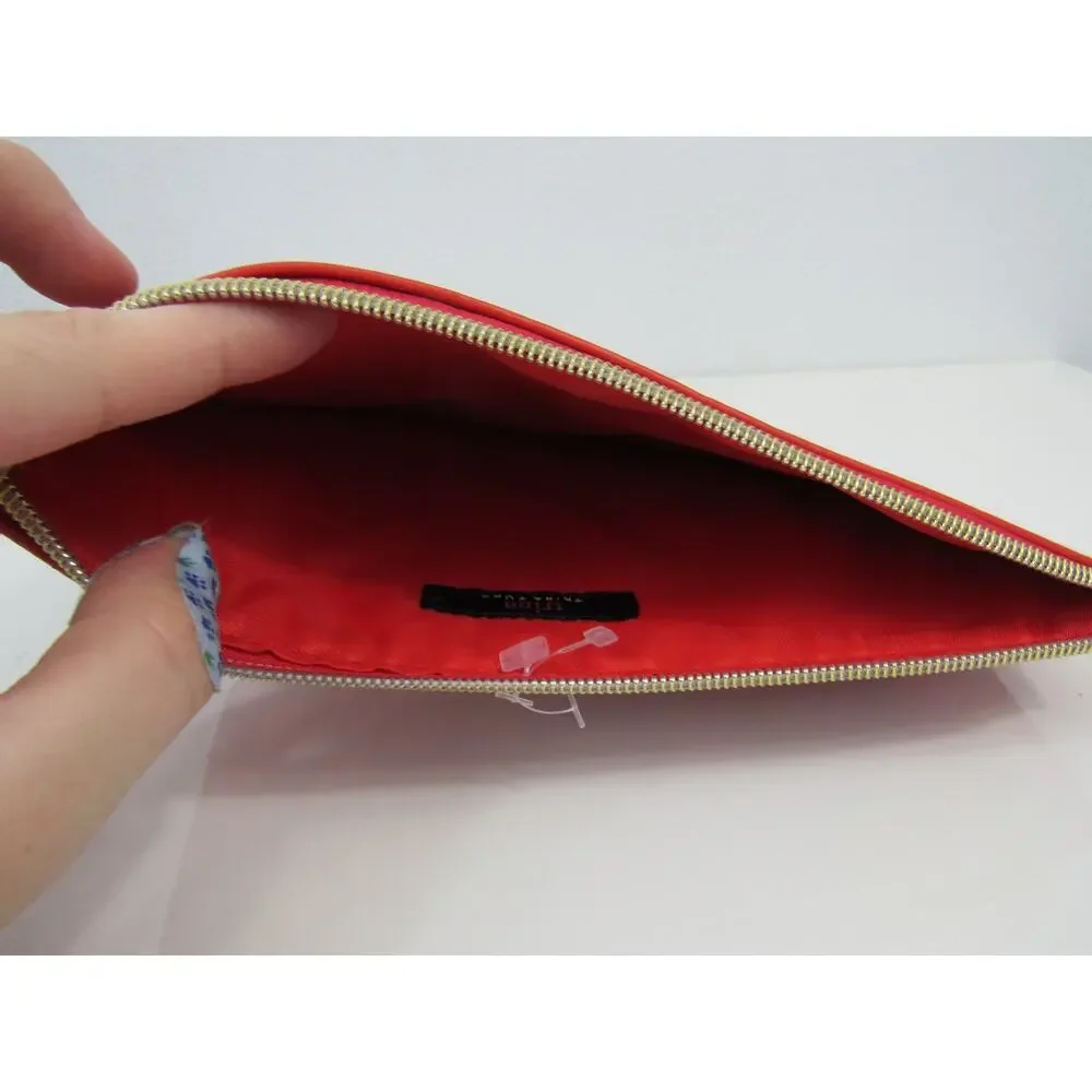 Trina Turk Red Pink Floral Pattern Medium Sized Zipper Cosmetics Pouch Wristlet